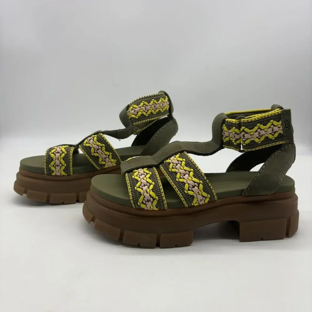 Boutique Embroidered Platform Sandals